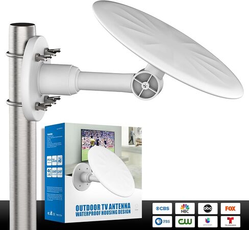 TV Antenna Outdoor with Signal Amplifier, Long Range Digital Antenna for Smart TV, Support 8K 4K 1080P HDTV Channels, All TV Compatible, Weatherproof Mount Kit Included – 10m Coaxial Cable in Saudi Arabia