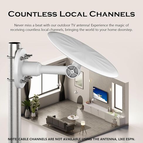 TV Antenna Outdoor with Signal Amplifier, Long Range Digital Antenna for Smart TV, Support 8K 4K 1080P HDTV Channels, All TV Compatible, Weatherproof Mount Kit Included – 10m Coaxial Cable in Saudi Arabia