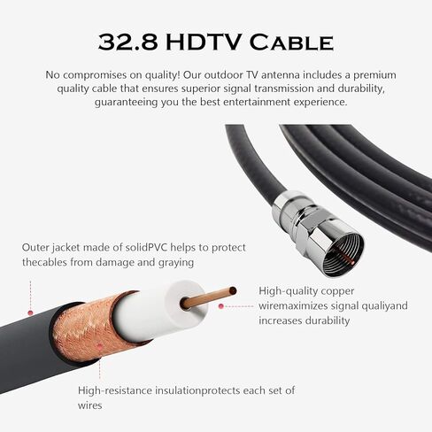 TV Antenna Outdoor with Signal Amplifier, Long Range Digital Antenna for Smart TV, Support 8K 4K 1080P HDTV Channels, All TV Compatible, Weatherproof Mount Kit Included – 10m Coaxial Cable in Saudi Arabia