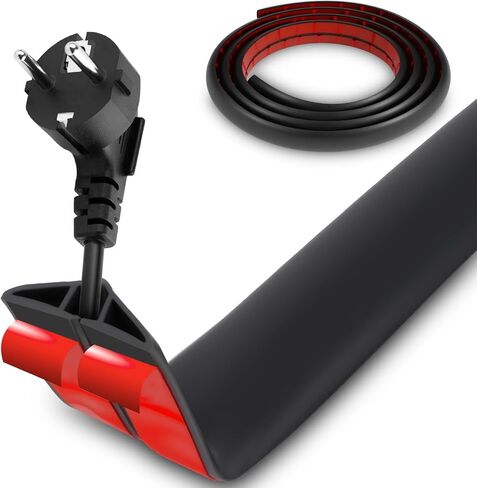 غطاء سلك أرضي بطول 16.4 قدم للأسلاك على الأرض، مخفي سلك ذاتي اللصق مقاس 0.47 بوصة × 0.29 بوصة، إخفاء سلك كهربائي على السجاد، واقي كابل الطاقة، حماية لمجرى السلك (أسود) in Kuwait