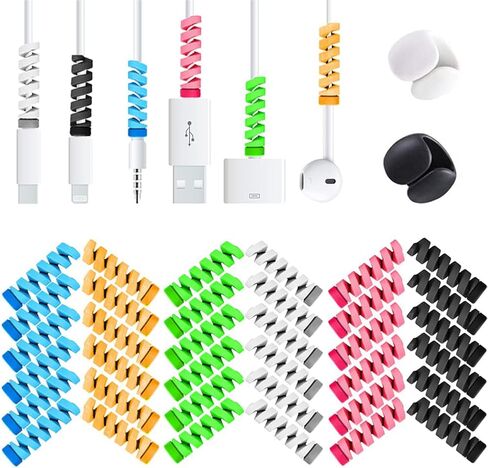 18 قطعة من واقيات الكابلات لشاحن iPhone iPad مع مشبكين لكابل المكتب، واقي سلك USB حلزوني لسماعات الرأس MacBook والكمبيوتر المحمول وسماعات الهاتف الخلوي وملحقات تغليف الكابل اللطيفة in Kuwait