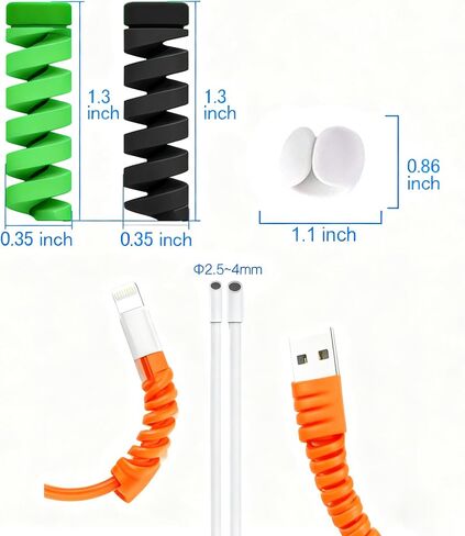 18 قطعة من واقيات الكابلات لشاحن iPhone iPad مع مشبكين لكابل المكتب، واقي سلك USB حلزوني لسماعات الرأس MacBook والكمبيوتر المحمول وسماعات الهاتف الخلوي وملحقات تغليف الكابل اللطيفة in Kuwait