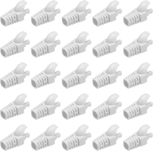 غطاء موصل التوصيل PATIKIL RJ45، 100 قطعة Cat5 Cat5E Cat6 Cat7 غطاء التمهيد لكابل الشبكة لأجهزة الكمبيوتر المحمولة وأجهزة الكمبيوتر المكتبية وأجهزة التوجيه وطابعات كاميرات شبكة التلفزيون الذكية، أبيض in Kuwait