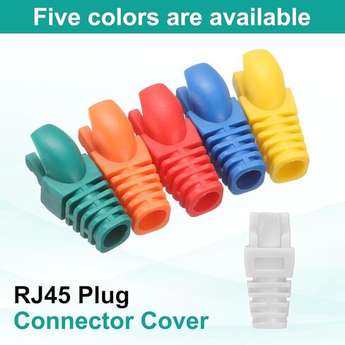 غطاء موصل التوصيل PATIKIL RJ45، 100 قطعة Cat5 Cat5E Cat6 Cat7 غطاء التمهيد لكابل الشبكة لأجهزة الكمبيوتر المحمولة وأجهزة الكمبيوتر المكتبية وأجهزة التوجيه وطابعات كاميرات شبكة التلفزيون الذكية، أبيض in Kuwait
