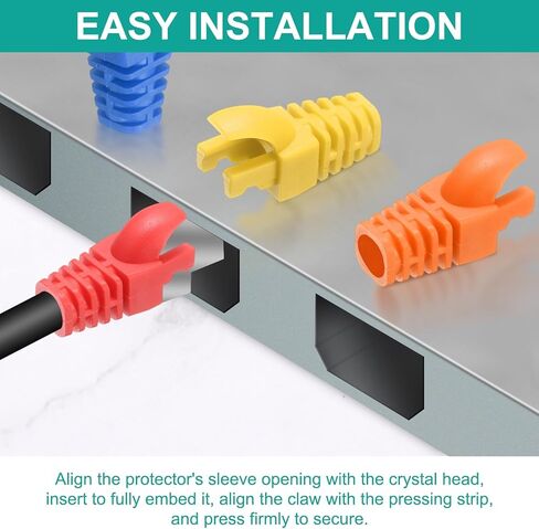 غطاء موصل التوصيل PATIKIL RJ45، 100 قطعة Cat5 Cat5E Cat6 Cat7 غطاء التمهيد لكابل الشبكة لأجهزة الكمبيوتر المحمولة وأجهزة الكمبيوتر المكتبية وأجهزة التوجيه وطابعات كاميرات شبكة التلفزيون الذكية، أبيض in Kuwait