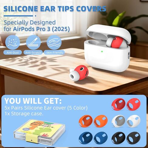 [5 أزواج] غطاء أطراف الأذن AirPods Pro 3 [يناسب الجراب]، غطاء أذن من السيليكون الناعم AirPod Pro 3 مضاد للانزلاق Air Pod pro 3 ملحقات متوافقة مع سماعات الأذن AirPods Pro الجيل الثالث 2025 (5 ألوان) in Kuwait