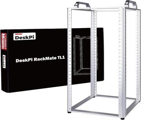 GeeekPi DeskPi RackMate TL1, 10 inch 10U Server Rack for Network, Servers, Audio, and Video Equipment, Open Frame Aluminum Alloy Rack in Kuwait