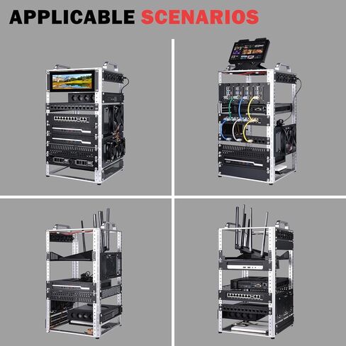 GeeekPi DeskPi RackMate TL1, 10 inch 10U Server Rack for Network, Servers, Audio, and Video Equipment, Open Frame Aluminum Alloy Rack in Kuwait