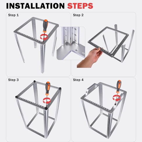 GeeekPi DeskPi RackMate TL1, 10 inch 10U Server Rack for Network, Servers, Audio, and Video Equipment, Open Frame Aluminum Alloy Rack in Kuwait