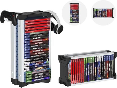 White Video Game Storage Tower 46 PCS - Universal Organizer for PS5 PS4 PS3 PS2 PSP, Xbox Series X/S One 360, Wii Wii U, Switch Switch 2 | Holds Game Cases, Controllers & Headphones in Saudi Arabia