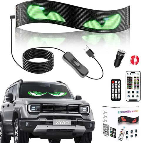Programmable Devil Eyes Light for Windshield, 23.4"x4.7" Ultra-Thin Flexible LED Display with App & Remote, Two Screens 100% Synchronized for Cars, Trucks, SUV, RV （2PCS） in Saudi Arabia