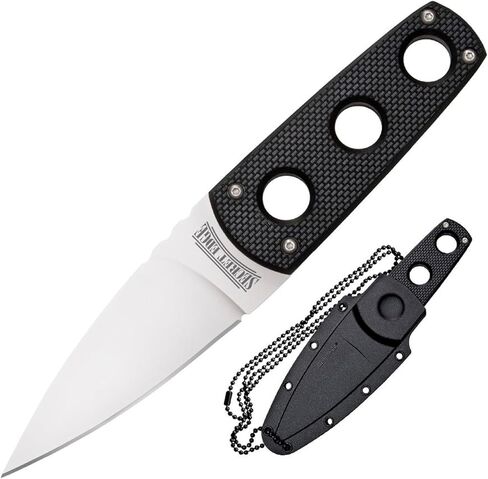 COLD STEEL Secret Edge Durable Lightweight Japanese AUS8A Steel Drop Point 3.5" Fixed Blade Tactical Outdoor Hunting Concealed Carry Neck Knife, Griv-Ex Handle, Secure-Ex Sheath in Saudi Arabia