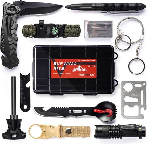 VEITORLD Gifts for Him Men Husband Dad Valentines Day - Survival Gear and Equipment 12 in 1, Survival Kits - Cool Fishing Hunting Camping Anniversary Birthday Gift for Man Teen Boy Boyfriend Women in Saudi Arabia