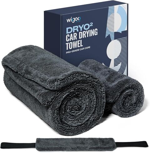 Wigoo Microfiber Car Drying Towels 36" x 24" [1300GSM Ultra-Absorbent, No Streaks & Scratches] Dual-Sided Edgeless Cleaning Towel with Twisted Loop, for Auto Detailing, Cars, SUV, Truck (2-Size Set) in Saudi Arabia