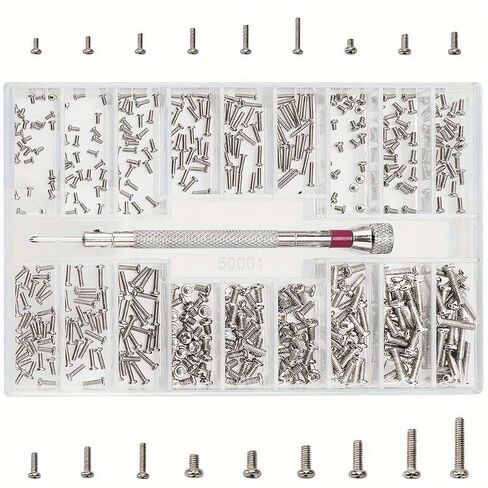 500Pcs Mini Screws Set Micro Laptop Computer Screw Sunglass Watch Tablet Glasses Repair Screws Hardware Tools in Saudi Arabia