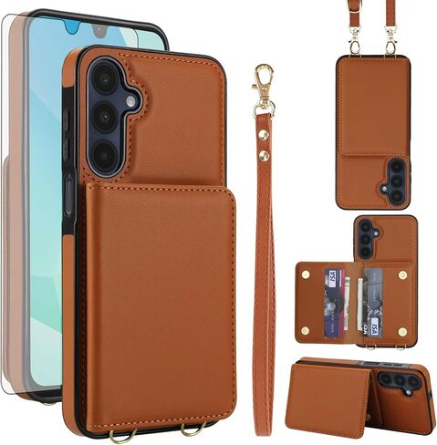 حافظة هاتف Asuwish لهاتف Samsung Galaxy A16 5G/4G مع واقي شاشة من الزجاج المقسى وحزام حول الجسم وحامل RFID وحامل بطاقة الائتمان وفتحة للفتيات رفيعة A 16 للنساء والرجال باللون الأسود in Kuwait