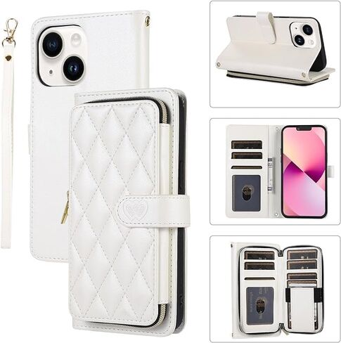 Wallet Case for iPhone 16 Pro Max 6.9 inch with Zipper Card Holder & Shoulder Strap & Wrist Strap, Crossbody Purse Handbag Stylish Protective Cover for iPhone 16 Pro Max -Black in Saudi Arabia