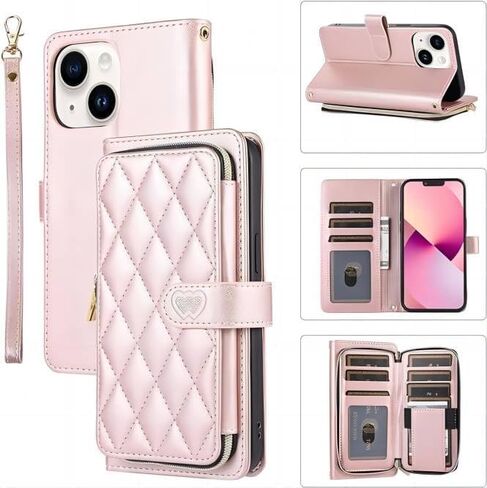 Wallet Case for iPhone 16 Pro Max 6.9 inch with Zipper Card Holder & Shoulder Strap & Wrist Strap, Crossbody Purse Handbag Stylish Protective Cover for iPhone 16 Pro Max -Black in Saudi Arabia