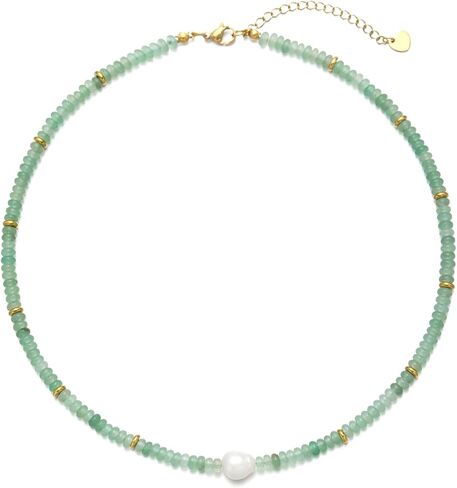 Beaded Necklaces for Women Gemstone Necklace with Freshwater Pearl Crystal Beaded Necklace Natural Stone Summer Beach Bead Choker Boho Necklaces for Women in Saudi Arabia
