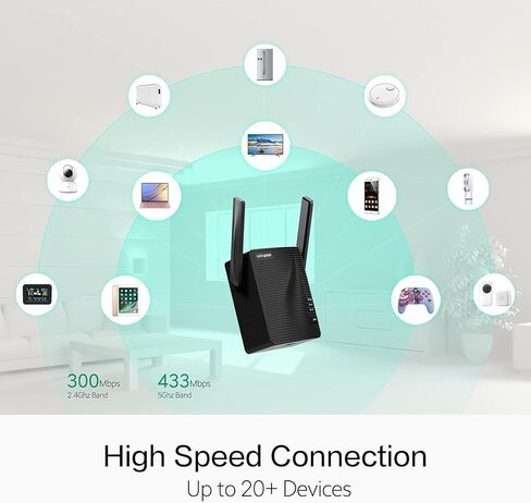 معزز إشارة موسع نطاق WiFi من rockspace - مكرر إنترنت لاسلكي ثنائي النطاق يصل إلى أكثر من 24 جهازًا و1600 قدم مربع، مضخم صوت طويل المدى مع منفذ إيثرنت، نقطة وصول، إعداد WPS in Kuwait