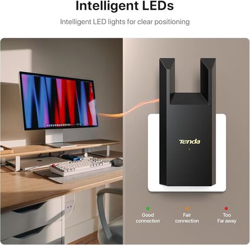 Tenda WiFi Extender N300 WiFi Extender,with Ethernet Port, Up to 800 Sq. Ft.,Single Band WiFi Range Extender,Repeater Mode&AP Mode,Easy Setup,2.4GHz only(R10-BK) in Saudi Arabia