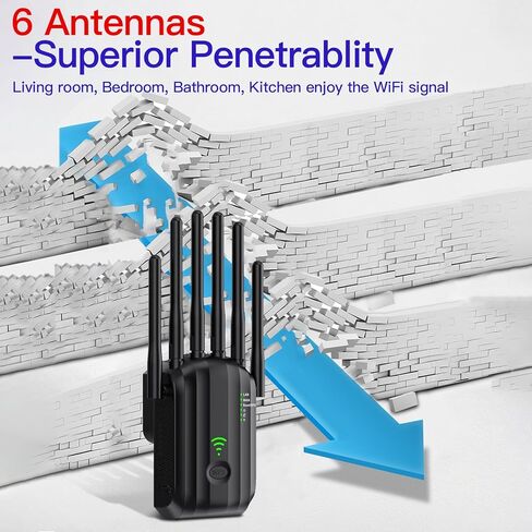 WiFi Extender Signal Booster with 6 Antennas, WiFi Extender with Ethernet Port, WiFi Booster Up to 10000 Sq.ft, Compatible with More Devices, Internet Extender WiFi Booster for Home in Saudi Arabia