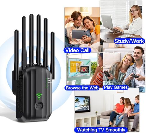 WiFi Extender Signal Booster with 6 Antennas, WiFi Extender with Ethernet Port, WiFi Booster Up to 10000 Sq.ft, Compatible with More Devices, Internet Extender WiFi Booster for Home in Saudi Arabia