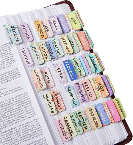علامات تبويب الكتاب المقدس الزهرية للنساء، كتيب علامات تبويب فهرس الكتاب المقدس، 66 علامة تبويب مع عناوين الفصول وملخصاتها، دليل المحاذاة، علامات تبويب تجميل البتلات، لوازم هدايا دراسة الكتاب المقدس مغلفة مقاومة للماء in Kuwait