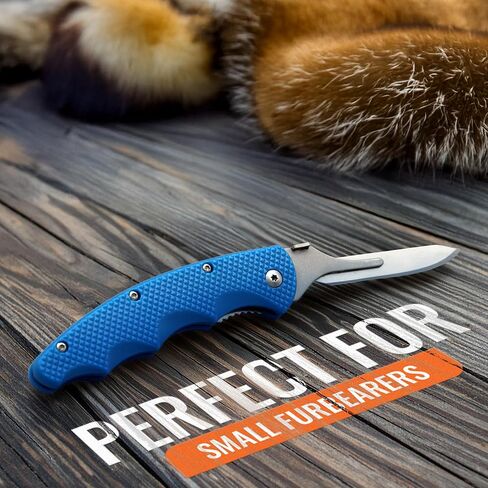 Wiebe Arctic Fox Skinning Knife - Replaceable Blade Hunting Knife with 24 "Wicked Sharp Blades, Ergonomic Non-Slip Polymer Handle & Nylon Sheath – Precision Skinning for Fox, Mink, Muskrat & Caping in Kuwait