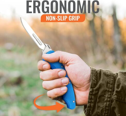 Wiebe Arctic Fox Skinning Knife - Replaceable Blade Hunting Knife with 24 "Wicked Sharp Blades, Ergonomic Non-Slip Polymer Handle & Nylon Sheath – Precision Skinning for Fox, Mink, Muskrat & Caping in Kuwait