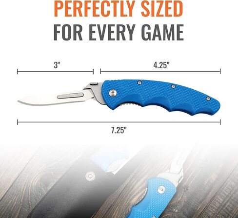 Wiebe Arctic Fox Skinning Knife - Replaceable Blade Hunting Knife with 24 "Wicked Sharp Blades, Ergonomic Non-Slip Polymer Handle & Nylon Sheath – Precision Skinning for Fox, Mink, Muskrat & Caping in Kuwait