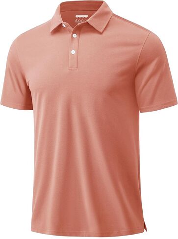 Cotrasen Mens Polo Shirts Short Sleeve Cotton Pique Golf Shirt Button Classic Fit Stretch Performance Casual T-Shirts in Saudi Arabia