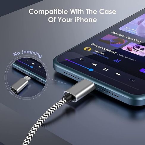 سلك Aux من esbeecables لهاتف iPhone 6FT، [معتمد من Apple MFi] Lightning إلى 3.5 مم محول مقبس سماعة الرأس ذكر Aux ستيريو من النايلون المضفر كابل صوت لهاتف iPhone 14 13 12 11 Pro Max XS XR X 8 7 6 5 in Kuwait