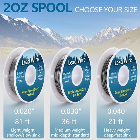 Lead Wire for Fly Tying, 2 oz Spools (0.020", 0.030", 0.040" Available), Single Spools with Exclusive Hole Pattern Reel, Fly Tying Equipment, Soft Lead Wire Materials, Fishing Weight Thread Supplies in Kuwait