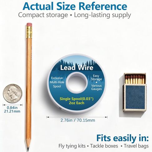 Lead Wire for Fly Tying, 2 oz Spools (0.020", 0.030", 0.040" Available), Single Spools with Exclusive Hole Pattern Reel, Fly Tying Equipment, Soft Lead Wire Materials, Fishing Weight Thread Supplies in Kuwait