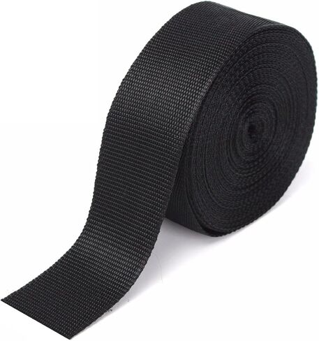 Polypropylene Webbing Strapping Material, Flat Strap, 2 Inch W x 10/5 Yard, Black, UV Resistant Fabric, Web for Bags, Backpacks, Belts, Climbing Harnesses, Slings, Collars, (2" x 5 Yards) in Saudi Arabia