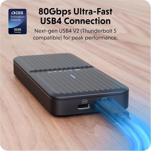 حاوية HyperDrive Next USB4 NVMe SSD - 80 جيجابت في الثانية USB4 v2، متوافقة مع Thunderbolt 5، تدعم أجهزة توسيع PCIe Gen4/3، حاوية M.2 SSD خالية من الأدوات مع دعم الطاقة الخارجية، لنظامي التشغيل Windows وMacOS in Saudi Arabia