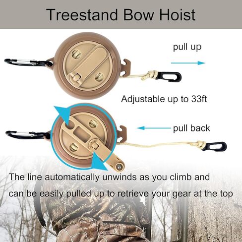 قابل للسحب القوس رافعة القوس سحب ما يصل حبل 33ft القوس الرماية معدات الصيد على ظهره رافعة الغزلان معدات الصيد السرج الملحقات البني in Kuwait