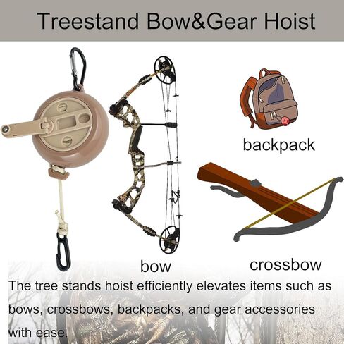 قابل للسحب القوس رافعة القوس سحب ما يصل حبل 33ft القوس الرماية معدات الصيد على ظهره رافعة الغزلان معدات الصيد السرج الملحقات البني in Kuwait