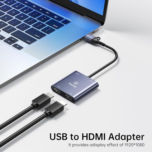 Dual HDMI Adapter, USB C & USB 3.0 to Dual HDMI 60Hz Hub with 100W PD Charging, 2 Monitor Extended Display Adapter for MacBook M1/M2/M3, Windows Laptops, iPad Pro, Chromebook in Saudi Arabia
