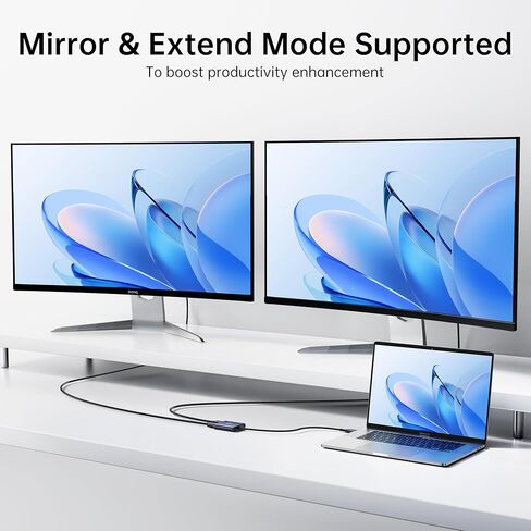 Dual HDMI Adapter, USB C & USB 3.0 to Dual HDMI 60Hz Hub with 100W PD Charging, 2 Monitor Extended Display Adapter for MacBook M1/M2/M3, Windows Laptops, iPad Pro, Chromebook in Saudi Arabia