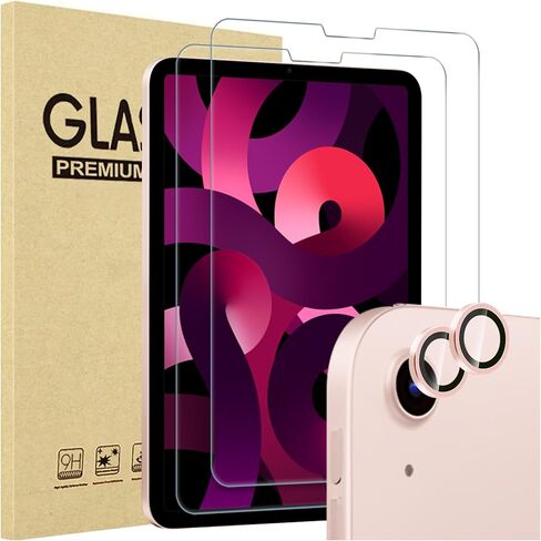 ProCase 2 Pack Screen Protector for iPad Air 5th Air 4th Generation 10.9" + 2 Pack Camera Lens Protector, 9H Hardness HD Clear Tempered Glass for iPad Air Gen 4/5 -Clear in Kuwait