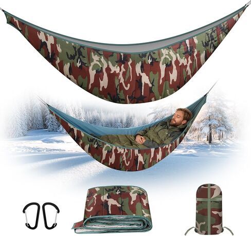 Single & Double Hammock Underquilt, Insulated Camping Quilt for Warm Sleeping, Easy to Setup and Packable for Camping, Hiking, Travel, Beach, Backyard, Patio (Army Green) in Saudi Arabia