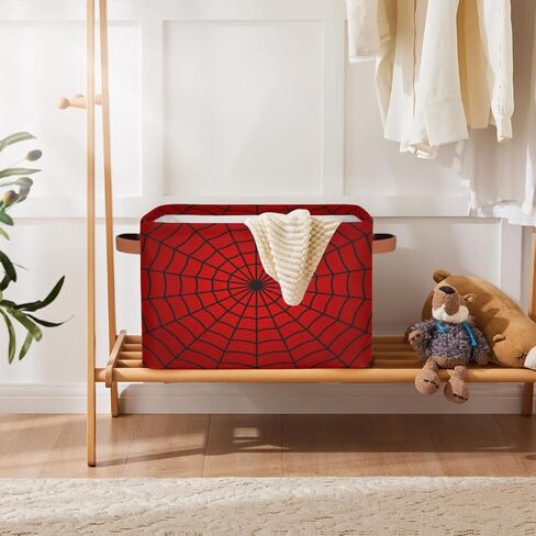 Storage Bins Red Spider Web Large Collapsible Rectangle Shelf Closet Organizer Baskets for Kids Toys, Dirty Clothes, Bedroom, Bathroom, Nursery Decor, Gift Basket in Saudi Arabia