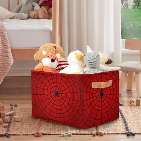 Storage Bins Red Spider Web Large Collapsible Rectangle Shelf Closet Organizer Baskets for Kids Toys, Dirty Clothes, Bedroom, Bathroom, Nursery Decor, Gift Basket in Saudi Arabia