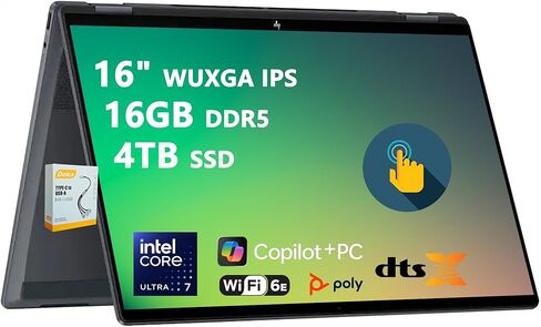 HP OmniBook X Flip 2-in-1 Laptop | 16" WUXGA IPS Touch | Intel 8-Core Ultra 7 256V | 16GB DDR5 1TB SSD | AI PC for Creator Designer Business Professional Win11 w/DLCA Accessory in Kuwait