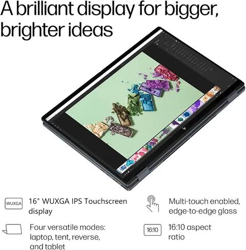 لاب توب اتش بي اومني بوك اكس فليب 2 في 1 | 16 بوصة WUXGA IPS Touch | معالج Intel 8-Core Ultra 7 256V | 16 جيجابايت DDR5 1 تيرابايت SSD | Copilot+ AI PC لمصمم الأعمال الاحترافي Win11 مع ملحق DLCA in Kuwait