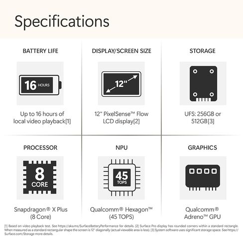 كمبيوتر محمول/كمبيوتر لوحي Microsoft Surface Pro 2 في 1 (2025)، نظام Windows 11 Copilot+ PC، شاشة لمس 12 بوصة، Snapdragon X Plus (8 كور)، ذاكرة وصول عشوائي 16 جيجابايت، تخزين 256 جيجابايت، بلاتيني (متجدد) in Kuwait