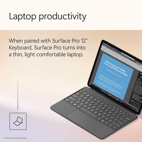 كمبيوتر محمول/كمبيوتر لوحي Microsoft Surface Pro 2 في 1 (2025)، نظام Windows 11 Copilot+ PC، شاشة لمس 12 بوصة، Snapdragon X Plus (8 كور)، ذاكرة وصول عشوائي 16 جيجابايت، تخزين 256 جيجابايت، بلاتيني (متجدد) in Kuwait