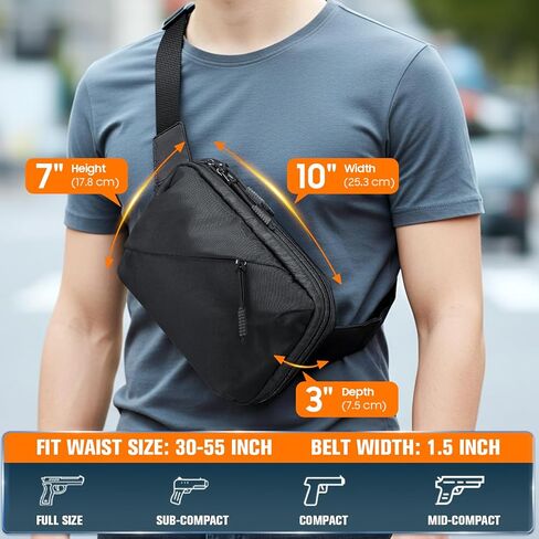 FINPAC Concealed Fanny Pack for Men, Bando Bag Tactical Sling/Belt Bag with Universal Pistol Holster, Hip Pack Travel Hiking in Saudi Arabia